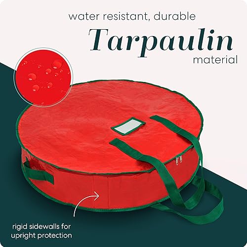Miniatura 4 de Bolsa de almacenamiento de corona de Navidad 30 x 7 pulgadas material de lona duradero con cremallera mango reforzado y fácil de meter y quitar