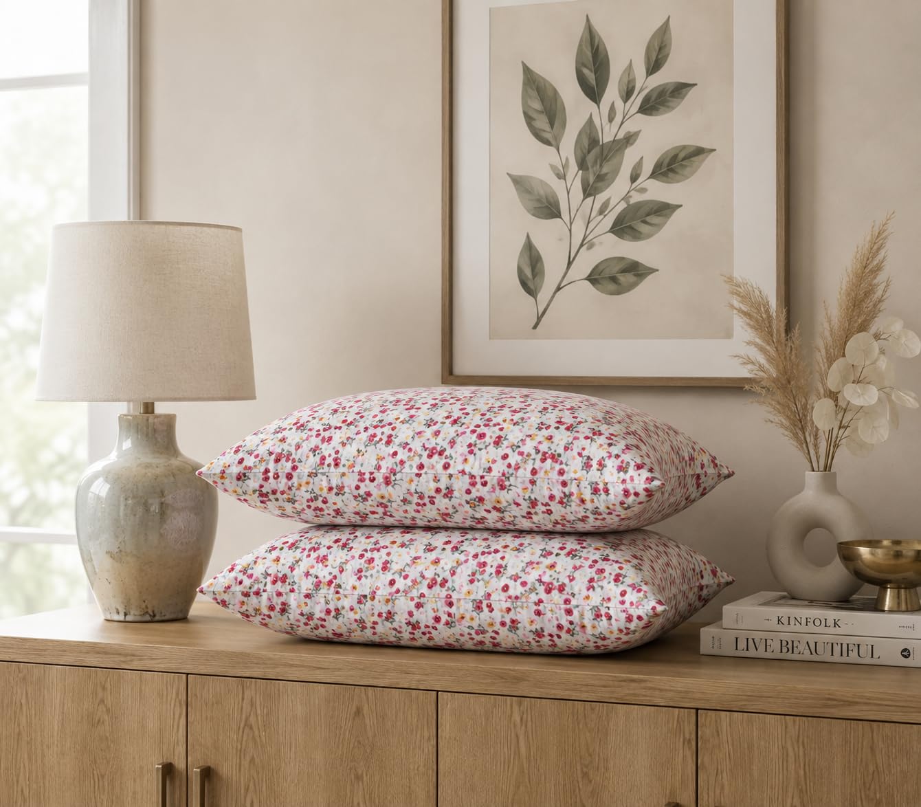 Microfiber Pillows Set of 2 for Sleeping - 16"x24" Standard Pillow | 41 x 61 cm - Flower | Pillow - A Super Soft & Fluffy Pillow for Sleeping | (2, Flower)