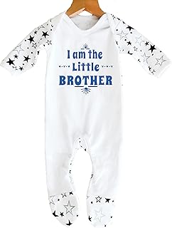 Cheekytots Baby,Clothing,Baby Boys 0-24m,Sleepwear & Robes,Sleepsuits 'I Am The Little Brother' Baby Boy Sleepsuit Gift Designed and Printed in the UK Using 100% Fine Combed Cotton
