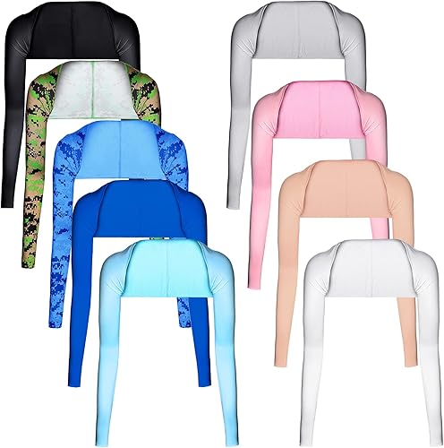 Geyoga 9 pares de mangas de brazo de chal de enfriamiento con agujero para los dedos chal de protección solar chal de golf encogimiento de hombros