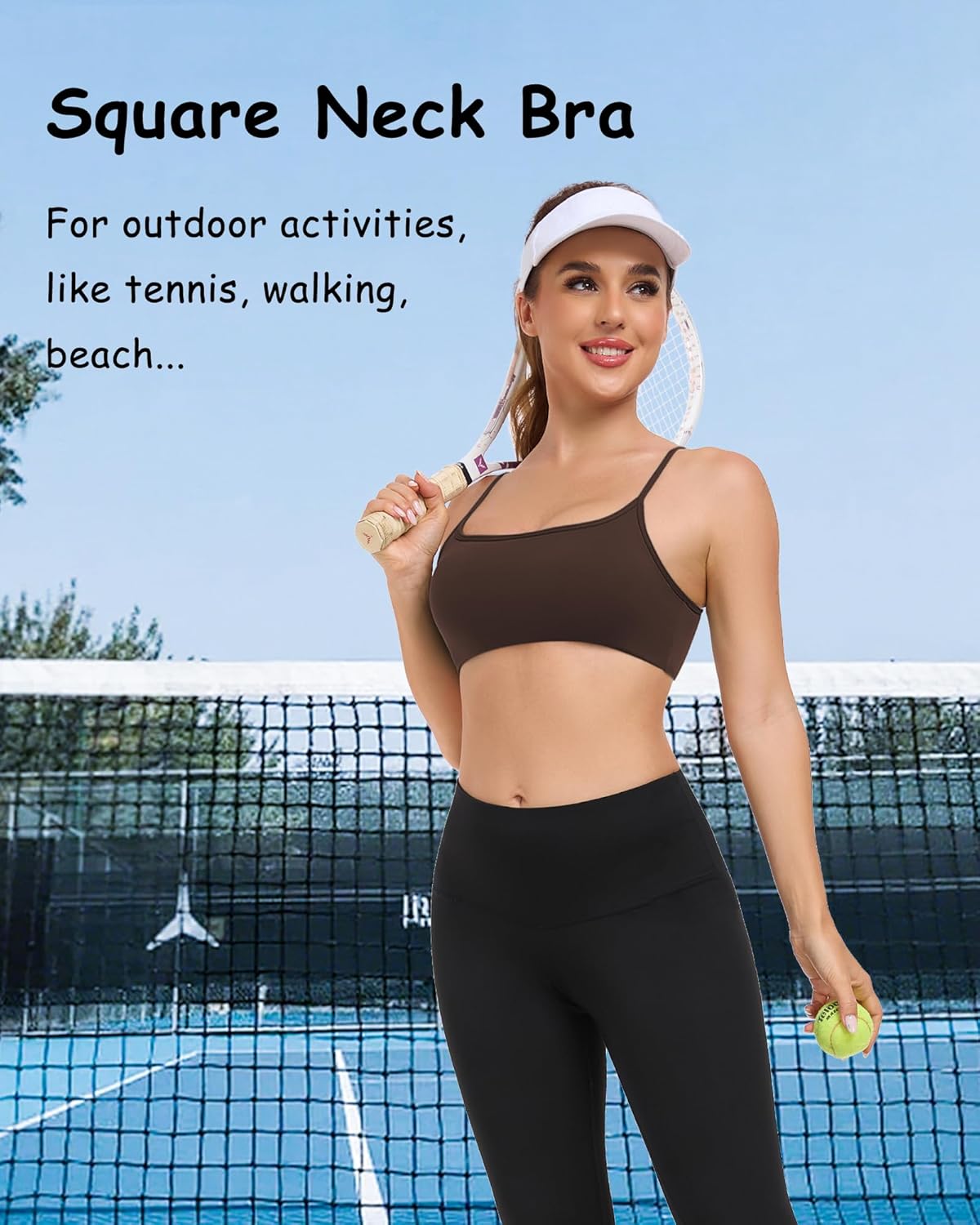 QUOJIZY Sports Bras for Women Open Back Workout Tops for Women Yoga Bra Spaghetti Straps Twist Back - Image 8