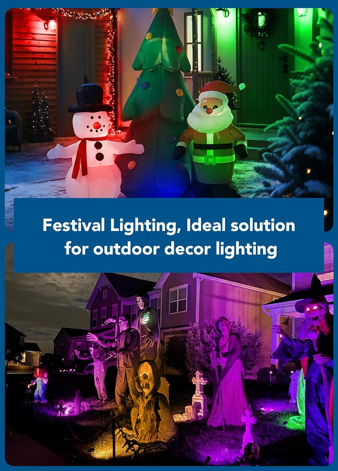 PYDS Christmas Spotlights Outdoor, 12W RGBW Halloween Spot Lights with Remote, 120V Plug-in Color Changing LED Landscape Lighting with IP65 Waterproof for Yard Garden Tree Decor, 2 Pack - Image 2