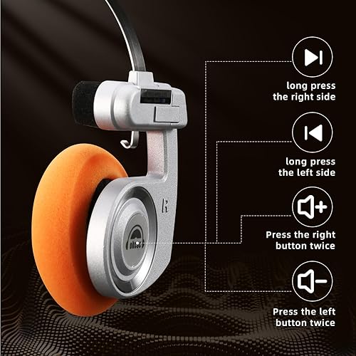 Miniatura 6 de okcsc Auriculares retro clásicos, estilo retro, auriculares inalámbricos BT en la oreja, auriculares retro ultraligerospelícula compuesta de clase