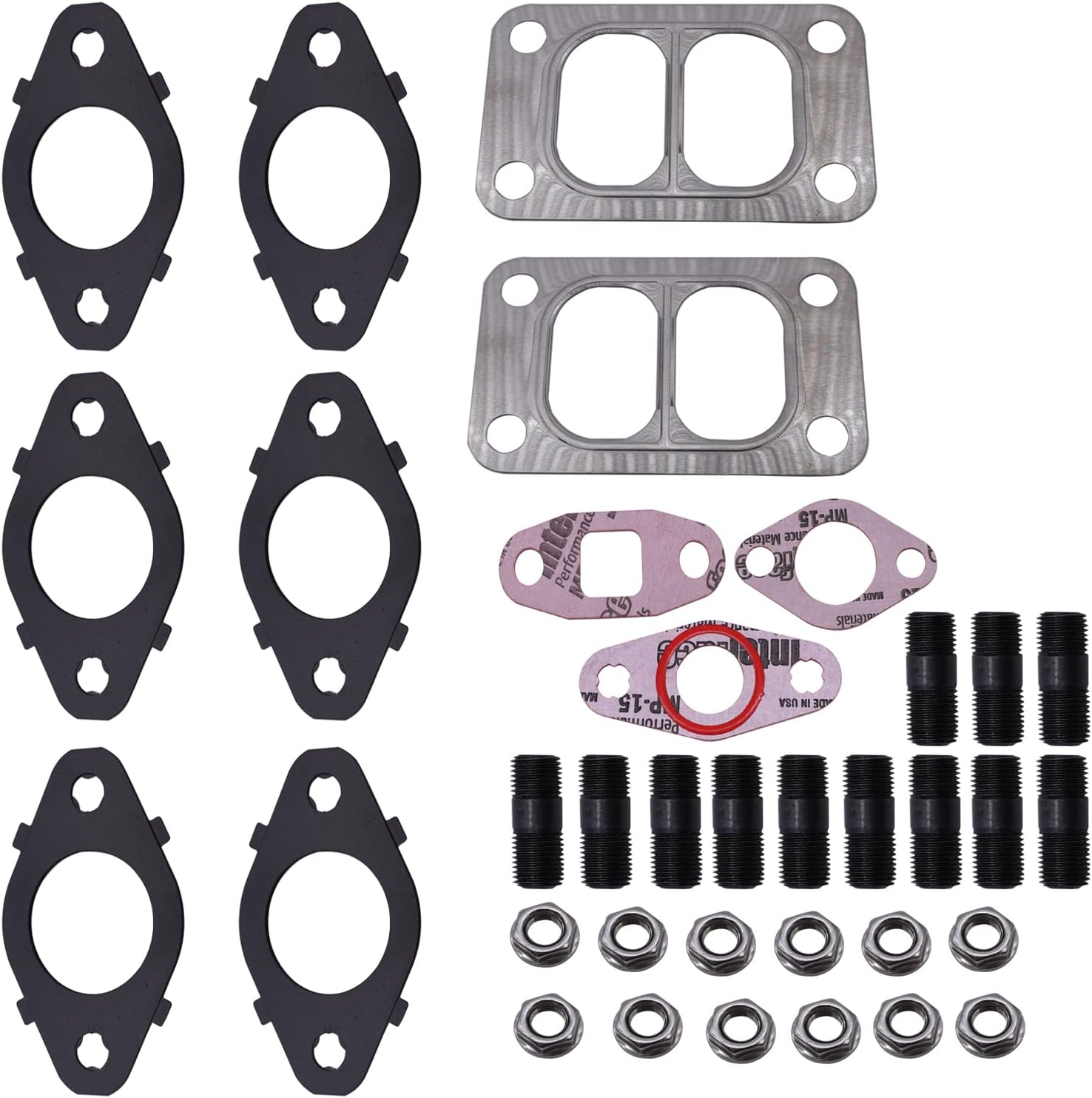 1045986 Exhaust Manifold Gaskets, Stud & Nut kit for Dodge Cummins 5.9,6.7 24v 98.5-19