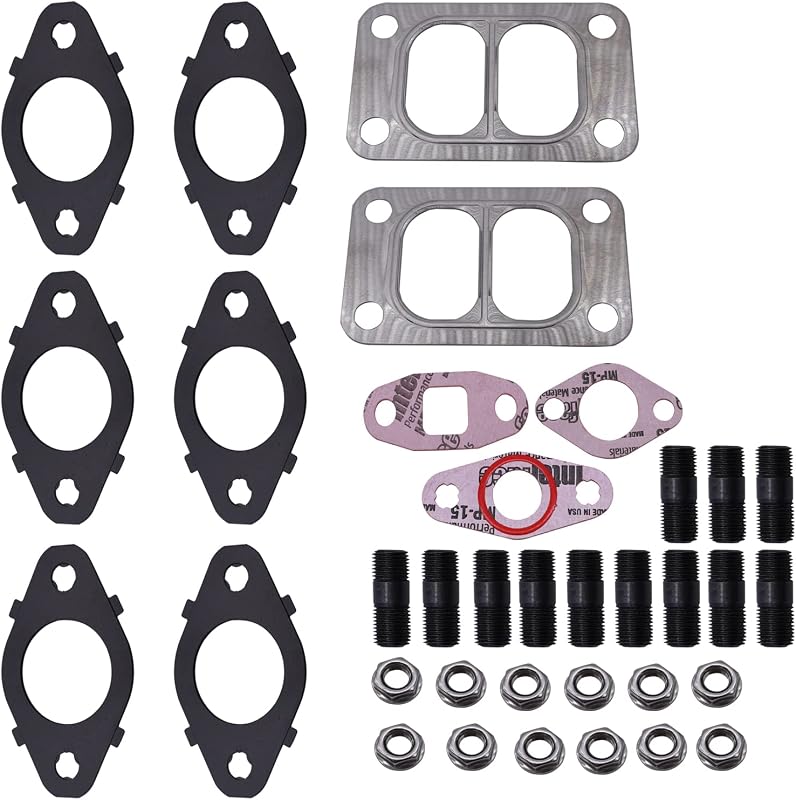 Kit de juntas do coletor de escape HABIIID com prisioneiros e porcas para Dodge Cummins 5.9L e 6.7L 24V 1998.5–2019 – Kit