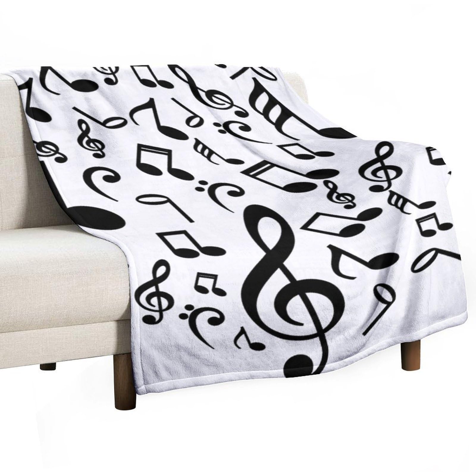 Hxwokrum Flannel Blanket, Music Notes Throw Blanket for Couch Sofa Bed Office, Soft And Comfortable Without Pilling