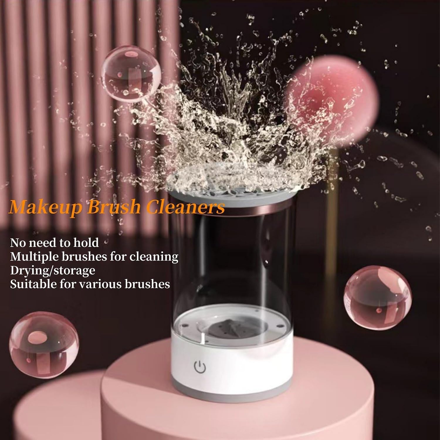 Beauty Cosmetic Brush Cleaner, Soft Brush Cleaner, Beauty Cosmetic Brush Cleaner, Electric Makeup Brush Cleaner Machine for All Size Brushes Beauty Brush Cleaner (Transparent,6.3 * 3.54inch)