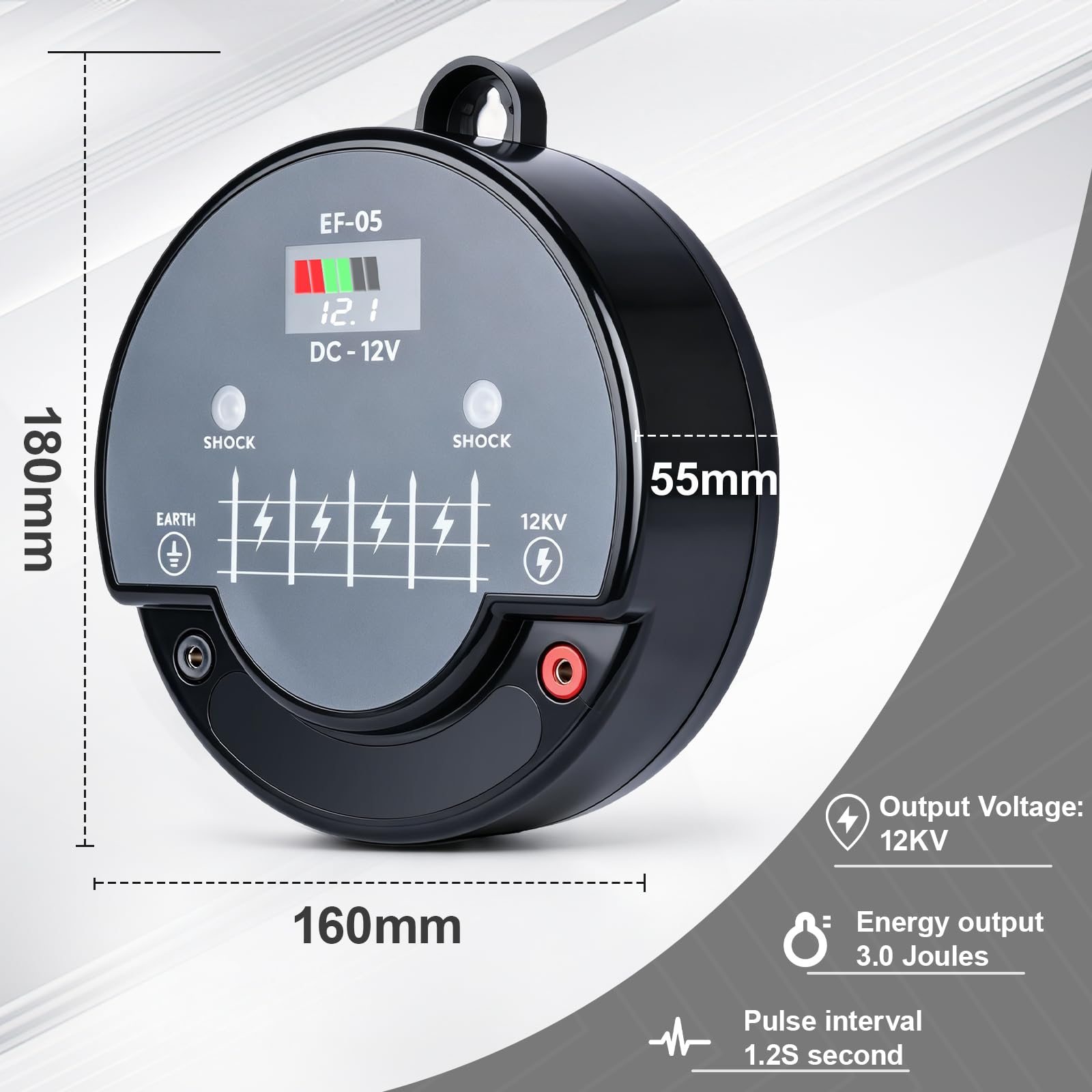 Elettrificatore per Recinto Elettrico, 3J 12KV 230V, Portata 24 km | Alimentazione Multipla (Rete/Batteria/Solare), Caricabatterie per Recinto Elettrico per Fattorie, Bestiame e Cavalli