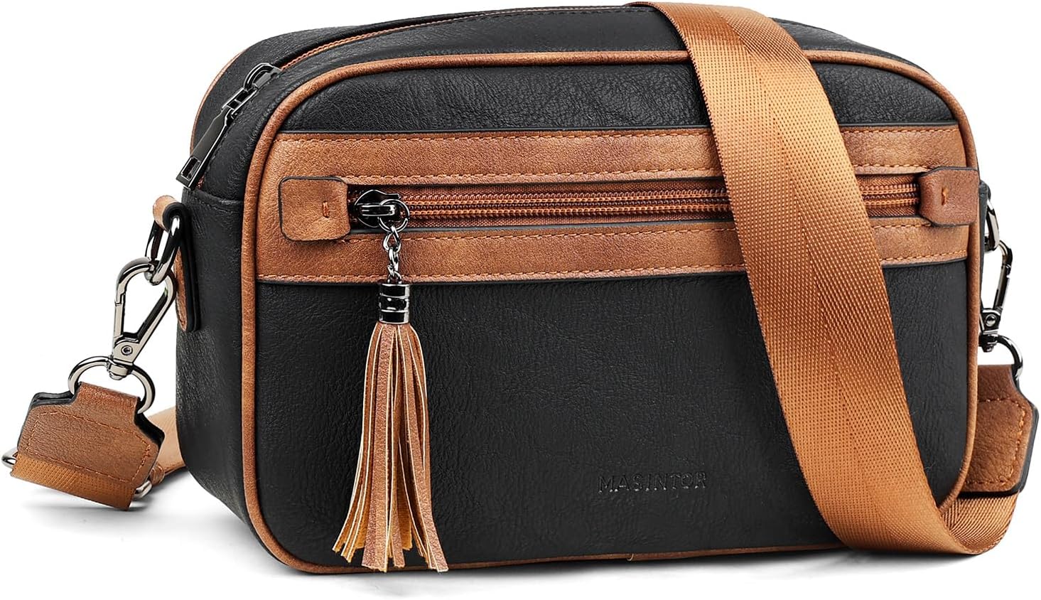 MASINTOR Crossbody Purses for Women Vegan Leather, Travel Purse Shoulder Handbag with Adjustable Strap and Tassel - Image 8