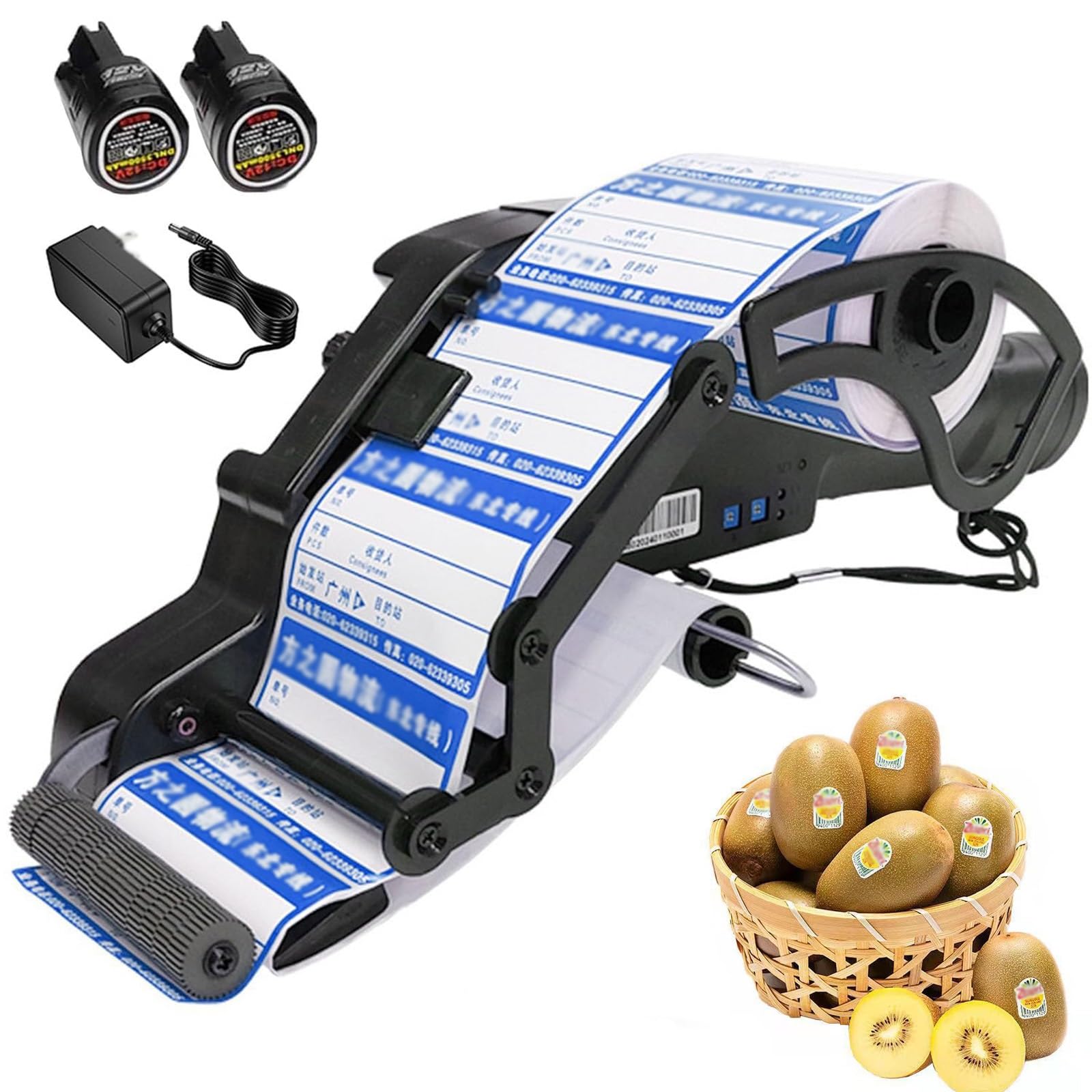 Electric Label Applicator, Fully Automatic Product Labeling Machine with Auto-Sensing Wheel, Cordless Handheld Peelable Sticker Dispenser, Continuous Labeler for Warehouse, Supermarket(80mm)