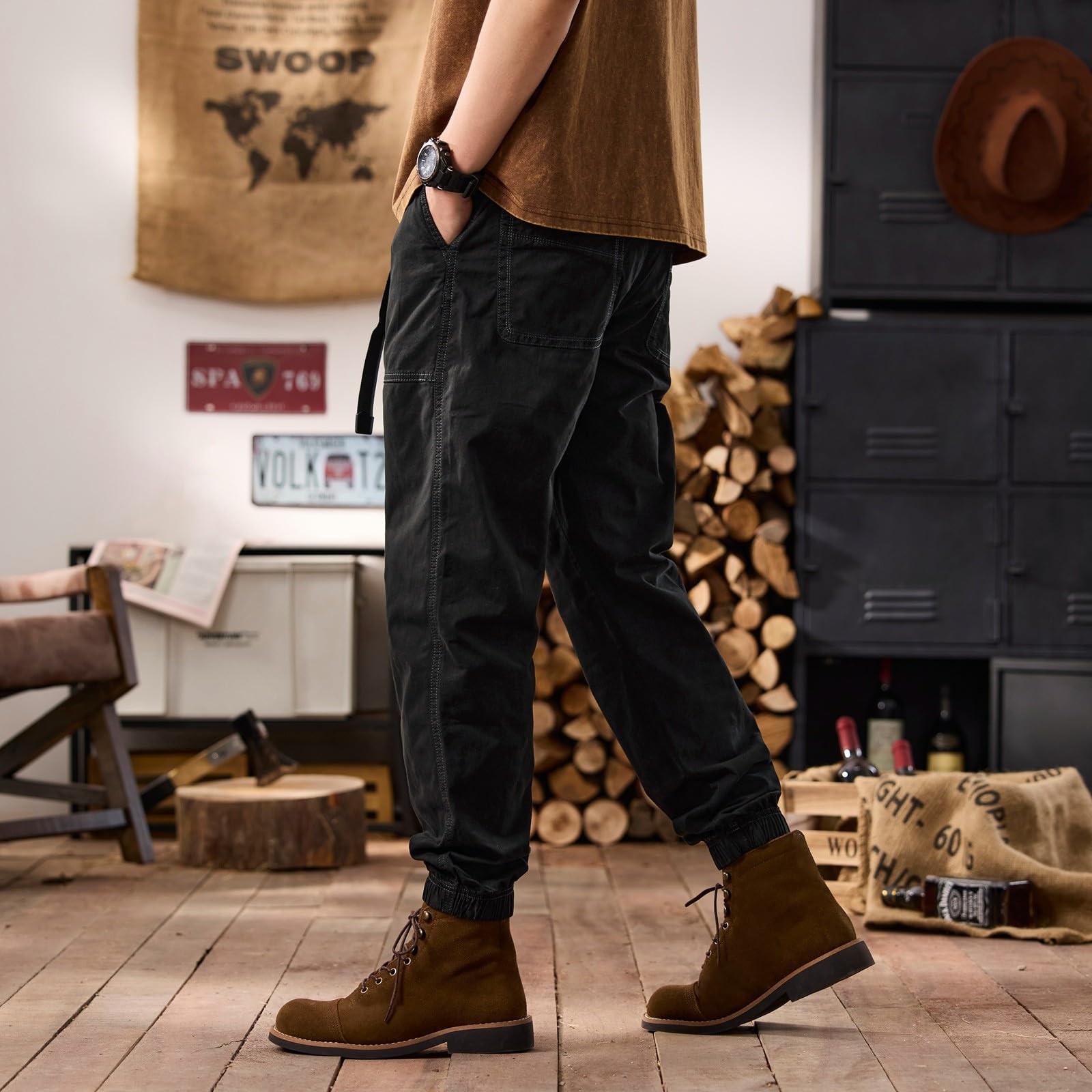 Genérico Pantalones De Trabajo Hombre Senderismo, Pantalones Cargo Hombre Jogger, Calle duraderos Uso Diario Ajuste Holgado Estilo Resistente utilitarios Pantalon Trabajo pantalón de construcción