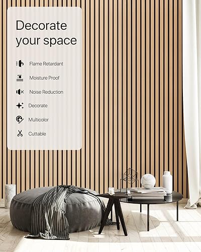 Miniatura 2 de Panel de pared de listones de madera, paneles de madera 3D para pared de 94.48 x 12.6 pulgadas, panel de chapa de madera para paredestecho, panel de