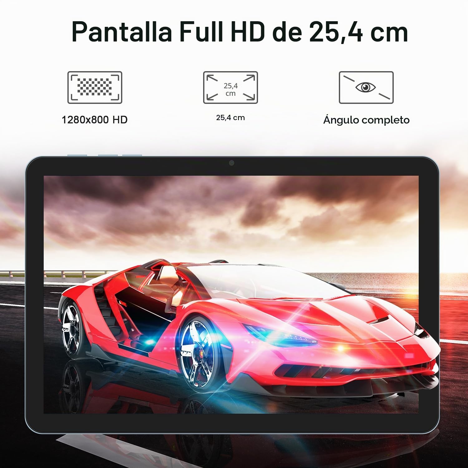 Tablet 10 Pulgadas Android, 2GB RAM+32GB ROM (1TB TF), 5100mAh, Tableta para Niños Altavoces Duales, Bluetooth, WiFi, GPS,Gris