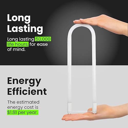 Miniatura 7 de Feit Electric Bombilla LED de 15 W T8/T12 U-Bend de repuesto directo o derivación de balasto, bombilla LED lineal, 4000 K blanco frío, paquete de 4