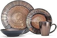 Mikasa Gourmet Basics Verona 16-Piece Stoneware Dinnerware Set, Service for 4 - Nature-Inspired Earth Tones, Microwave & Dishwasher Safe