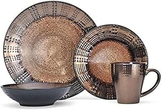 Mikasa Gourmet Basics Verona 16-Piece Stoneware Dinnerware Set for 4 - Dishwasher Microwave Safe Earth Tone Design