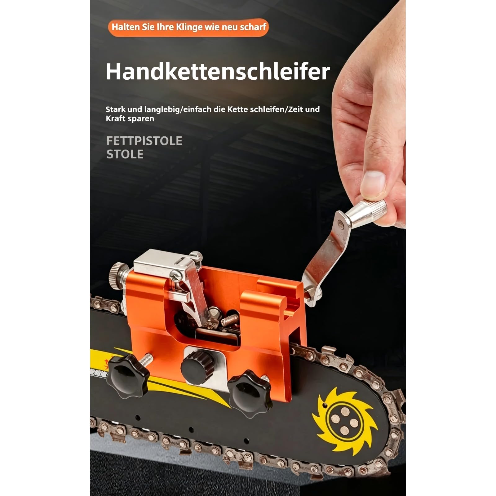 Qinux Klampero Kettenschärfer 2026 Neues, Kettensägen-Schleifgerät Universal, Sägekettenschärfgerät für Jede Kettensäge Schärfen (Kettenschleifer +10)