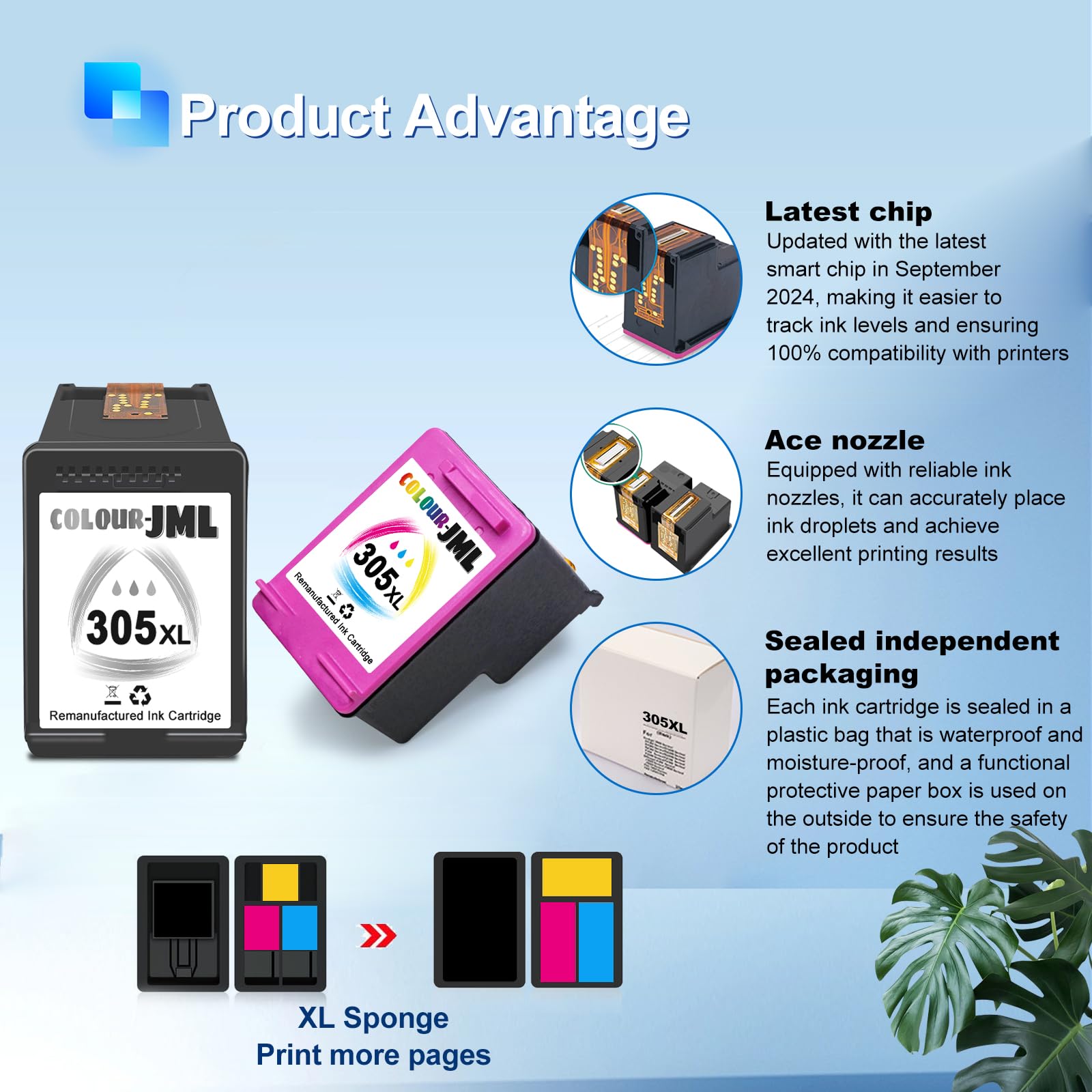 【Actualización-305XL】 305 Cartuchos Tinta Compatibles con HP 305 XL Negro y Color Pack/para DeskJet 2700 2710 2720 2721 2723 Plus 4100 4120 4122 4130/ Envy 6000 6020 6030 6032 Pro 6400 6420 6430 6432 — view 4