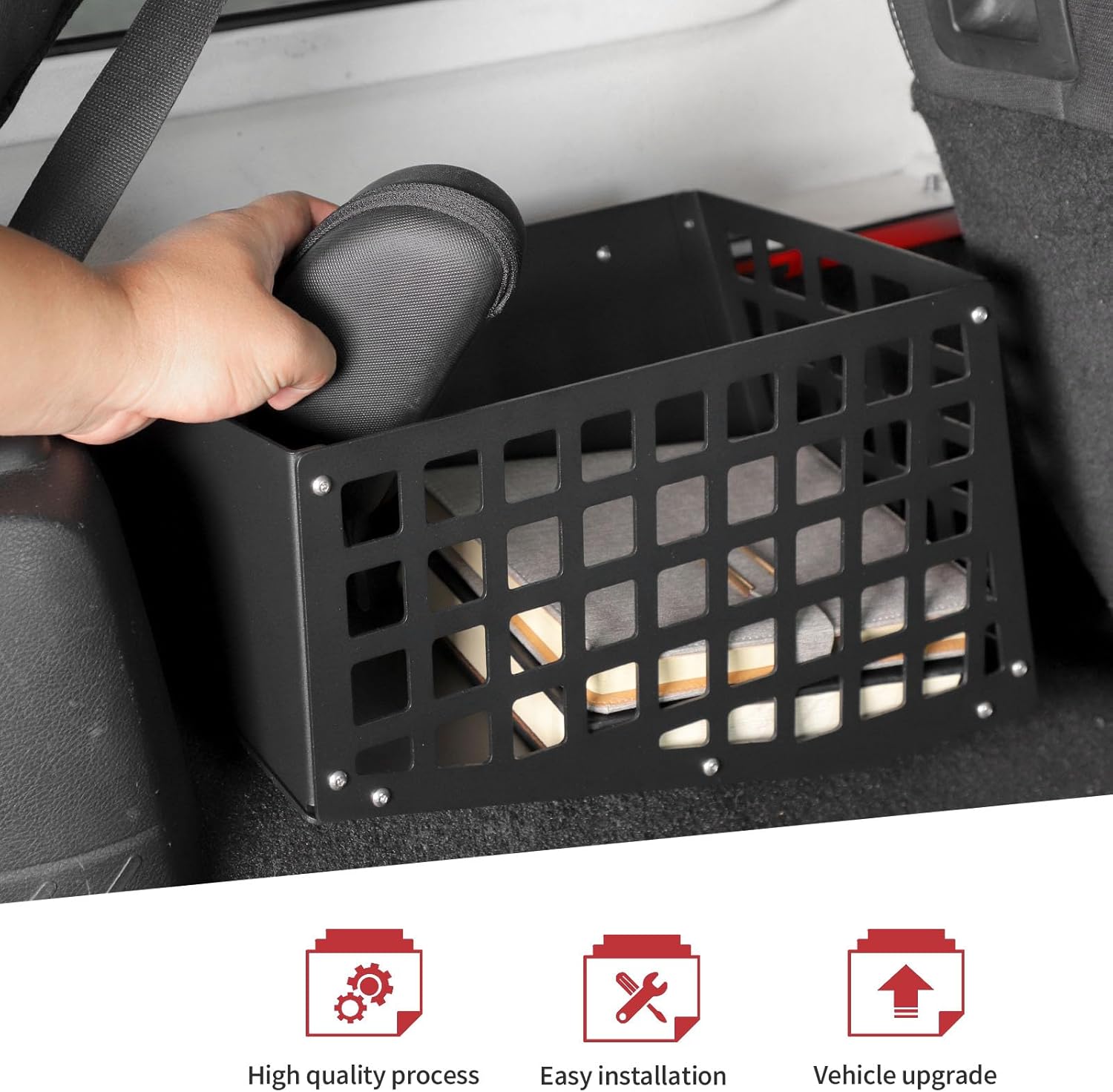 JeCar Aluminum Alloy Trunk Wheel Weel Molle Storage Organizer for 2007-2017Jeep Wrangler JK JKU (Driver Side)