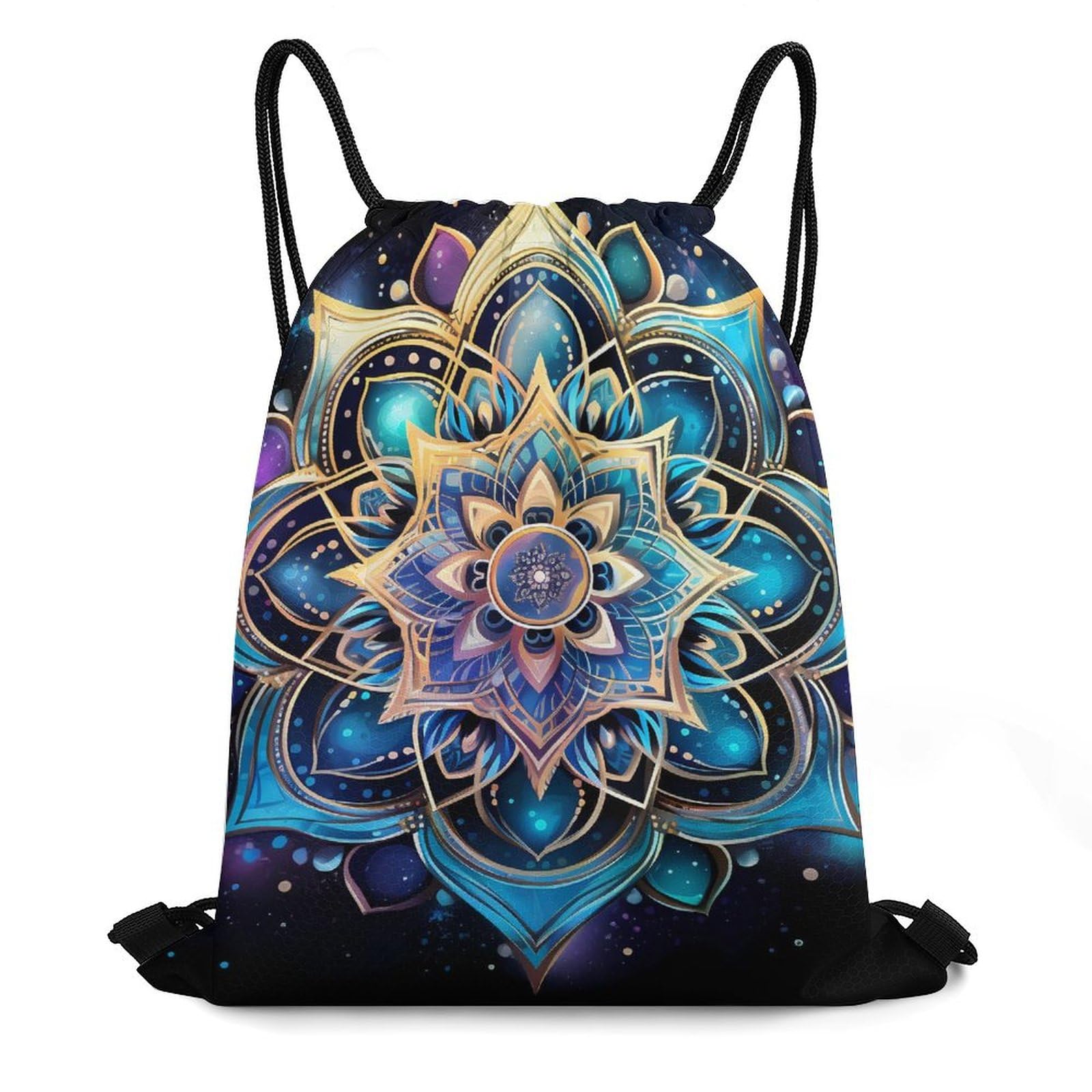 Mandala Flowers Drawstring Backpack Durable Sport Gym Bags Daypack for Men Women 35 * 42cm