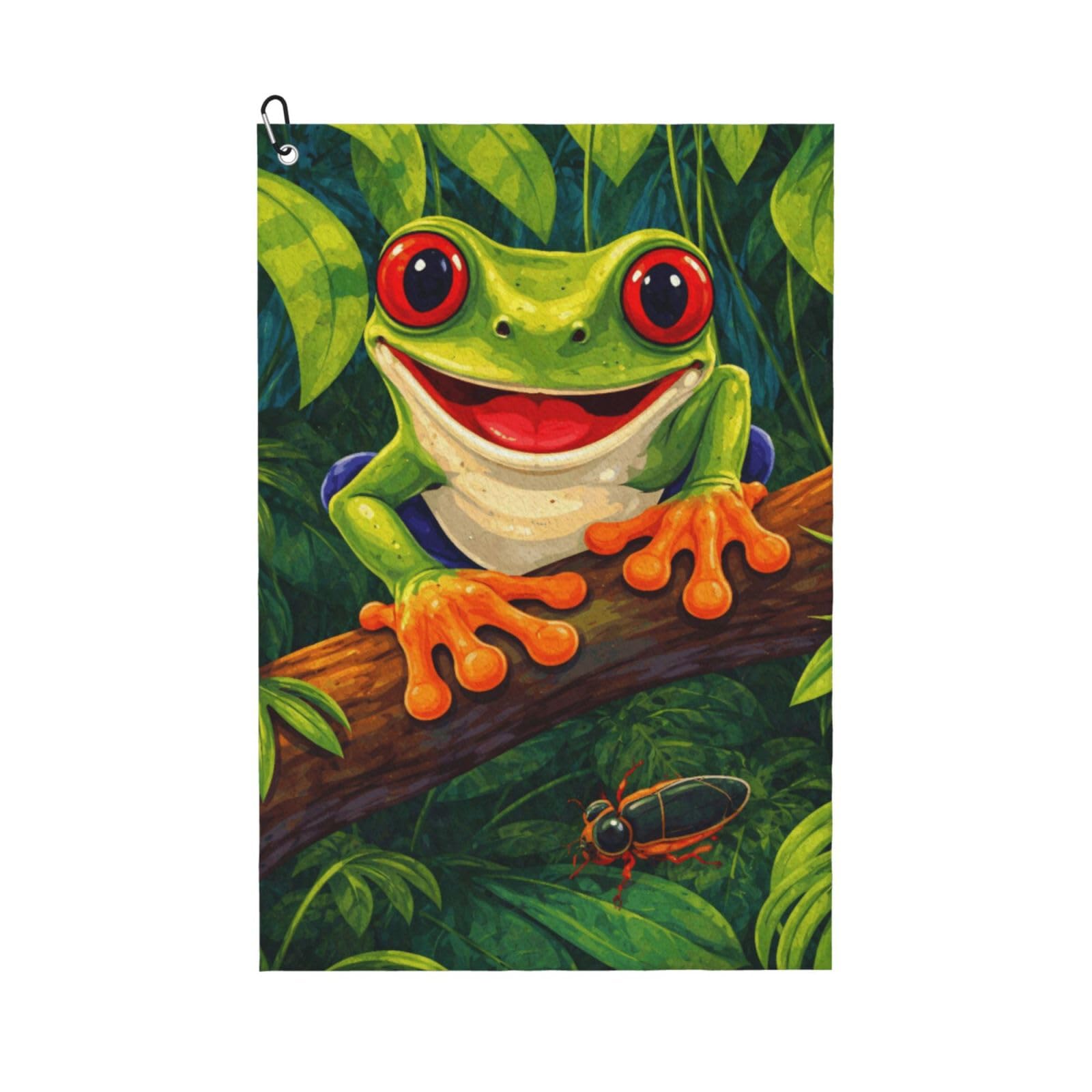 Oudrspo Lovely Red Eyed Tree Frog Multi-Functional Golf Towel | Absorbent Quick Drying 16x24in
