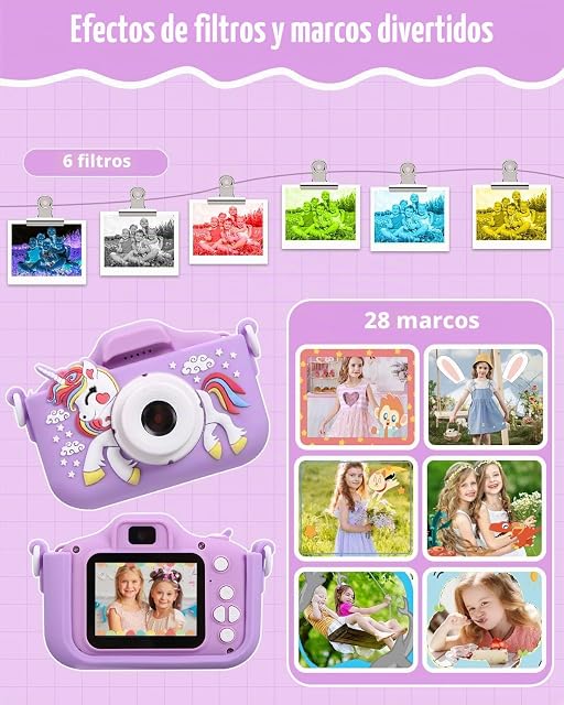 Foto 4 de 8 de Camara Fotos Infantil,1080P HD Selfie Video Cámara de Fotos para Niños,Videocámara Infantil con Pantalla…