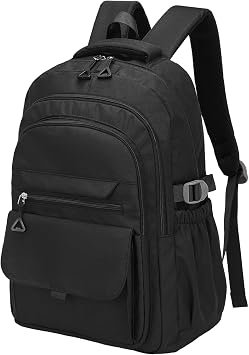 Aesthetic Daypack Backpack, Water-Resistant 15.6" Laptop Backpack for Women and Men, Featuring Touch-Fastener and Anti-Theft Pockets Black