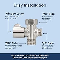 Vista 5 de Adaptador en T de válvula de cierre LUXE Bidet de 7/8" x 7/8" x 1/2" para bidés, compatible con accesorios de bidé de la serie NEO