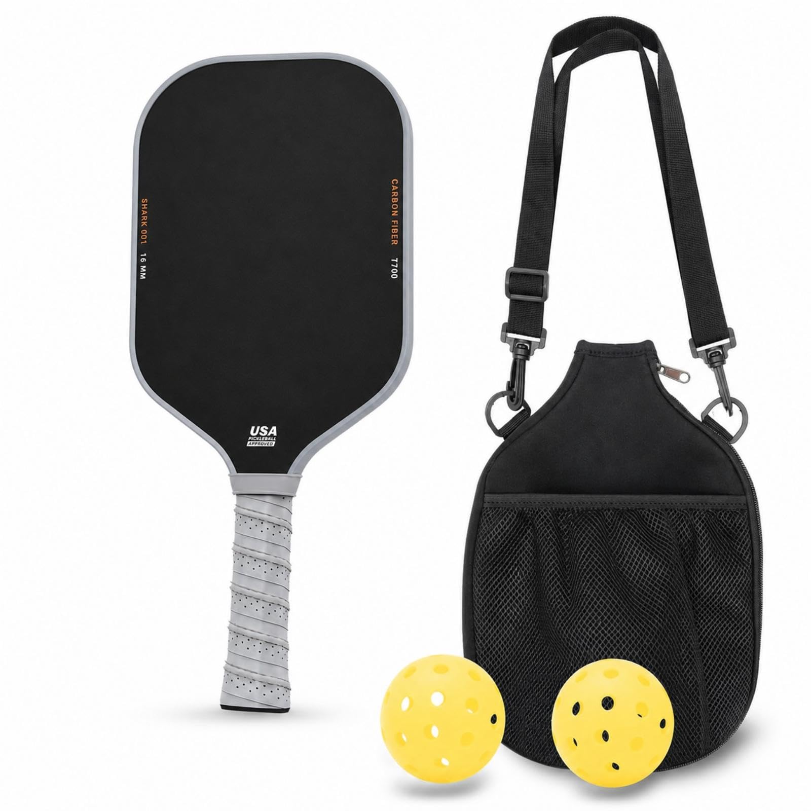 Paddle Racket with Bag 16mm Paddle Racket with Carry Bag Carbon-Fiber Style for Beginners, Adults, Outdoor Courts, Travel-picture-23