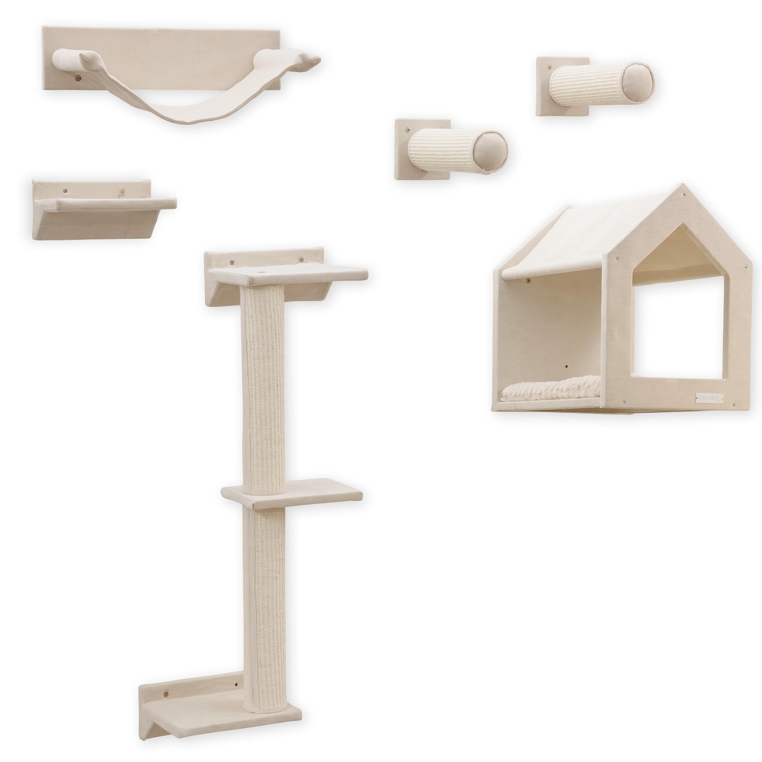 Kerbl Pet Rocódromo Monte Falco, árbol rascador de Pared, Set de rocódromo para Gatos de Seis Piezas, árbol rascador para Montar en la Pared, Cueva para Gatos, Pasarela para Gatos, Cueva mullida