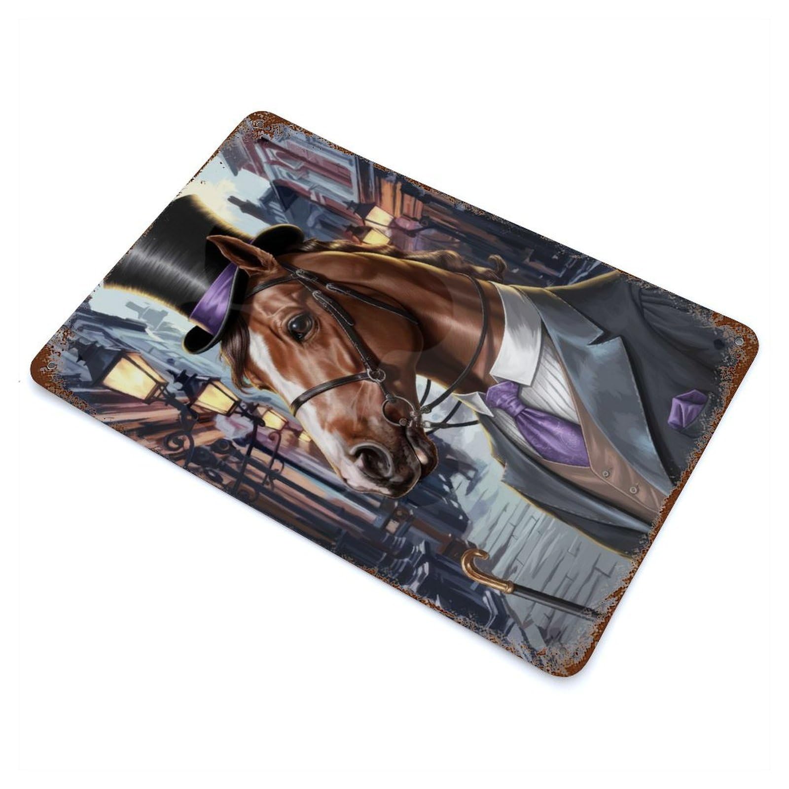 Horse British Rust Effect Tin Sign 11.8"x7.9", Ideal for Shed, Workshop And Garage Wall Decor