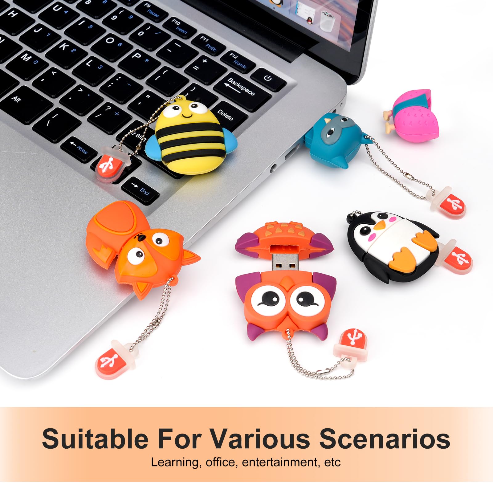 Chiavetta USB da 16 GB Confezione da 5 Pezzi, BorlterClamp Pen Drive Scheda di Memoria con Grafica Animale Carino, Regalo per Studenti e Bambini