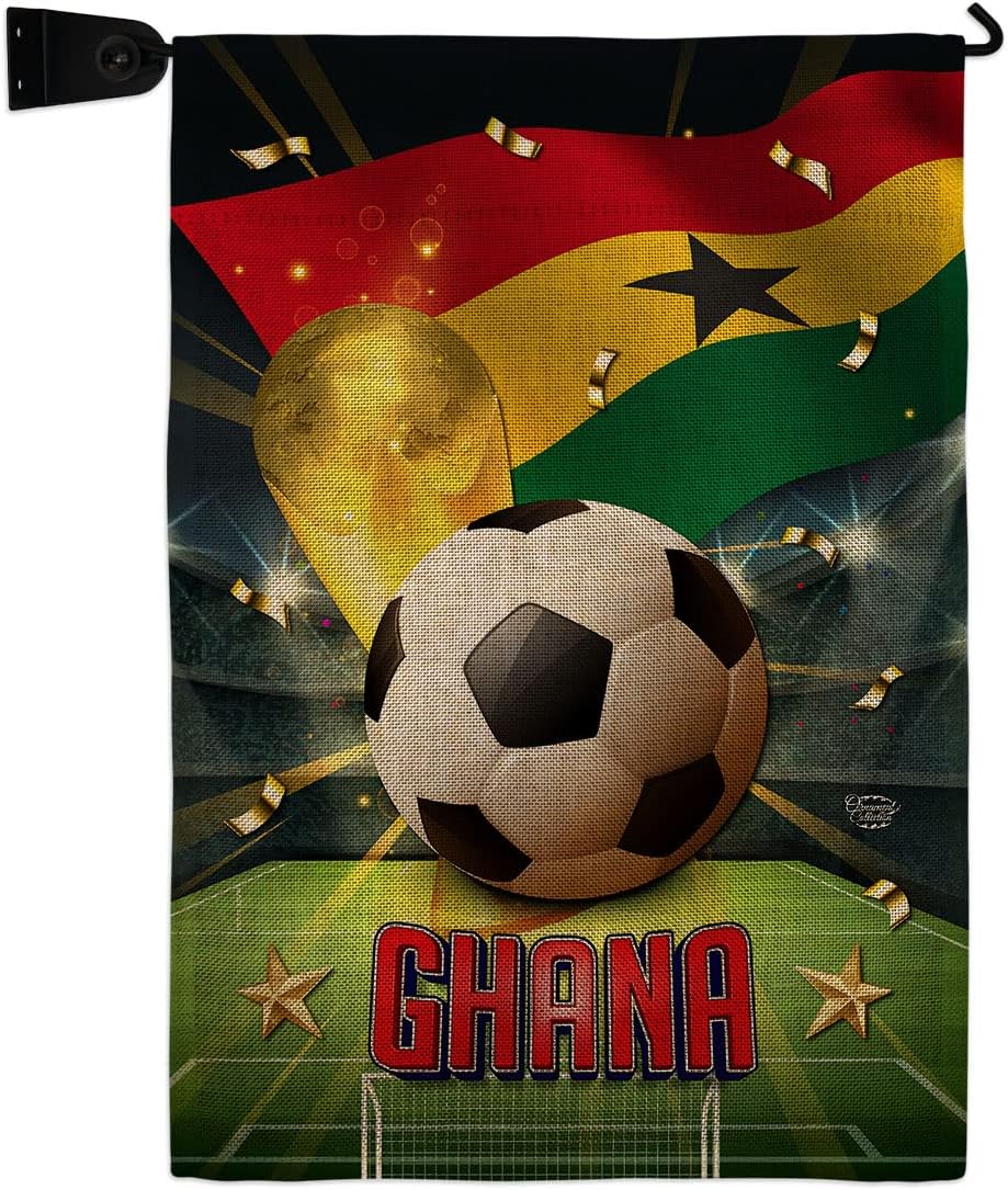 FIFA World Cup 2022 Team Ghana Flag Outdoor Home Decor Burlap Banner Room Wall Art Patio Porch Lawn Club Bar Decorations Tapestry Yard Sign Sports Fan Trophy Game Champion Soccer Gifts Made In USA