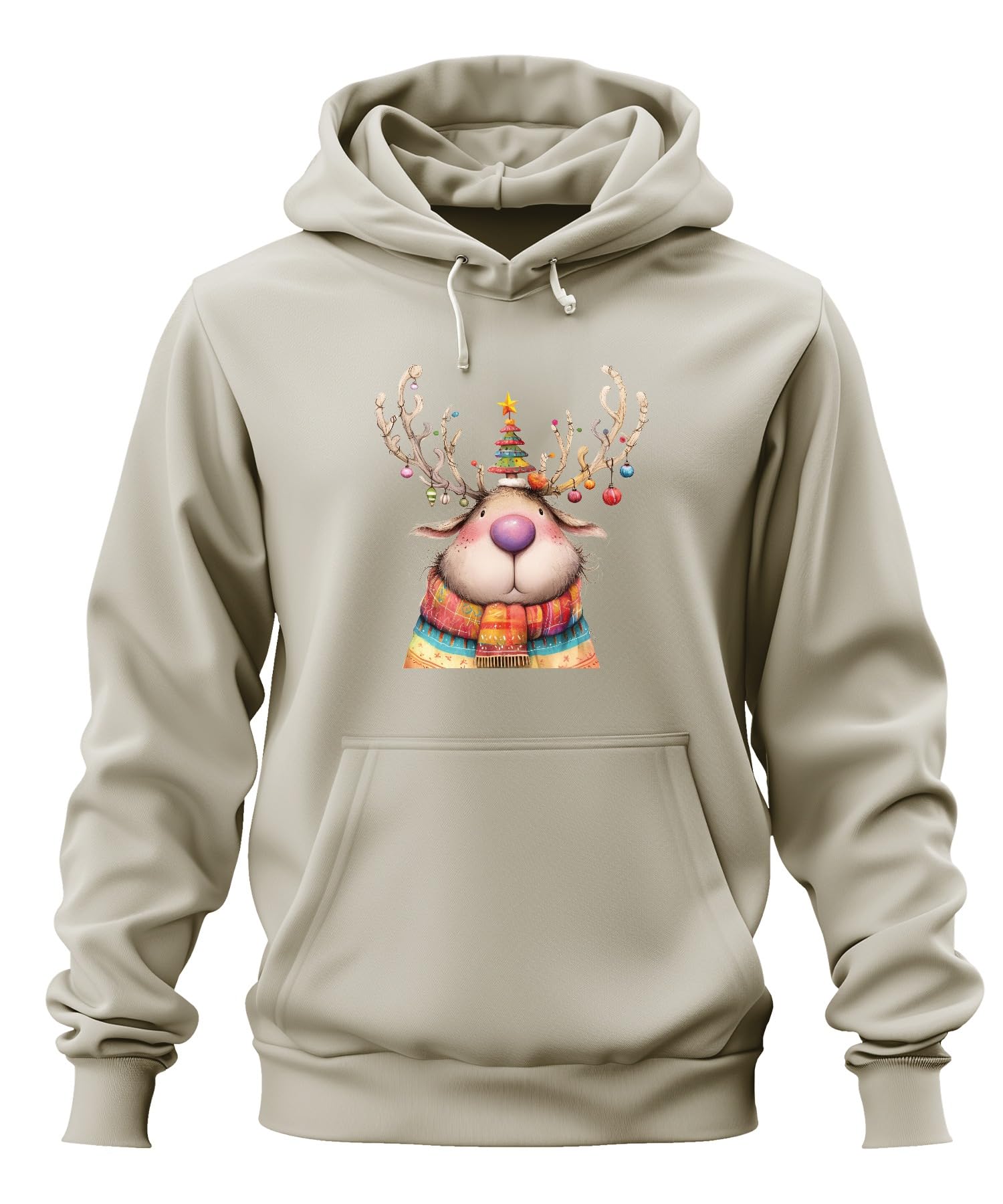 Uroczy renifer bożonarodzeniowy różowy nos kolorowy szal prezent unisex bluza z kapturem bluza z kapturem