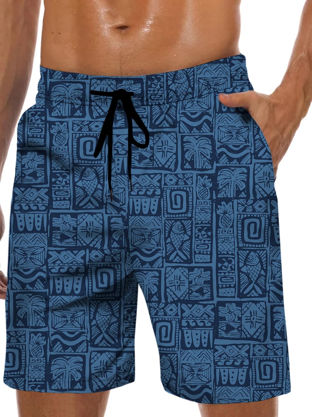 werfami Badehose Herren Lang Badeshorts Männer mit Innenhose Schwimmhosen Knielang Strandshorts Jungen Bademode für Herren Surfen Schnelltrocknend S-3XL