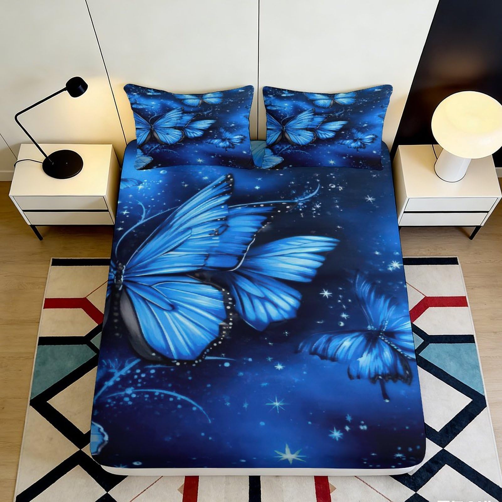 3D Printed Rainforest Animals Fitted Sheet Microfiber Deep Pocket Lion Jungle Mattress Fitted Cover Non-Slip for Bedroom 140x200x25cm