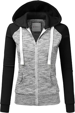 DOUBLJU Lightweight Thin Zip-Up Hoodie Jacket for Women with Plus Size