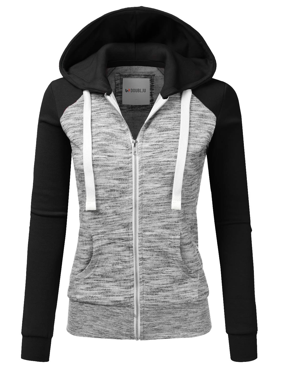 NINEXISWomens Long Sleeve Zip Up Hoodie Top Color Block Basic Casual Hooded Sweatshirt