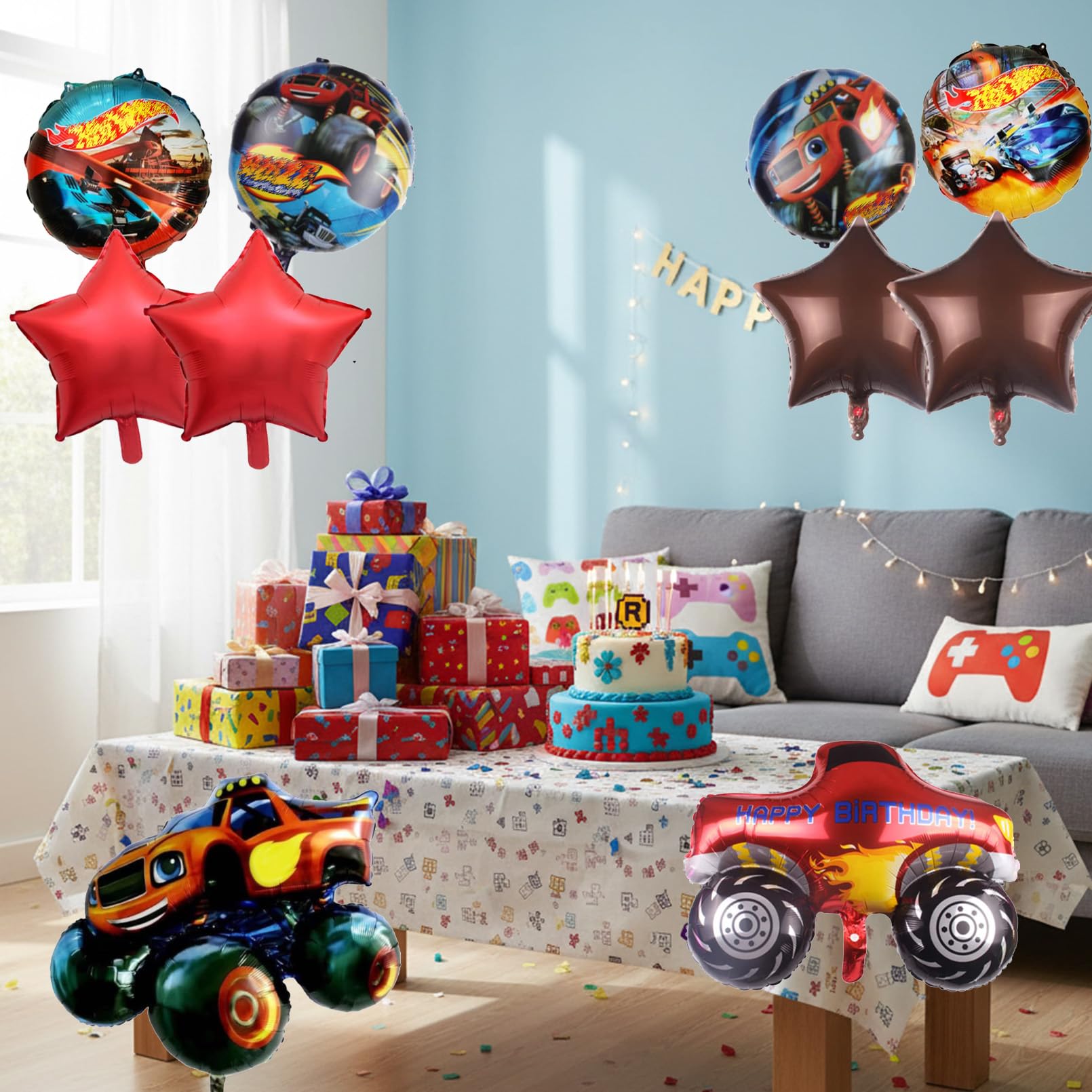 Hot Whels Set Decorazioni Compleanno Per Bambino Di 3 Anni - 50 Pezzi Con Palloncini, Striscione E Decorazioni Per Torta