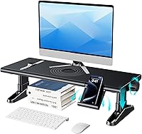 Vista 1 de Soporte elevador de monitor de computadora para escritorio, 4.4-5.7 pulgadas, altura ajustable libremente con soporte para teléfono celular