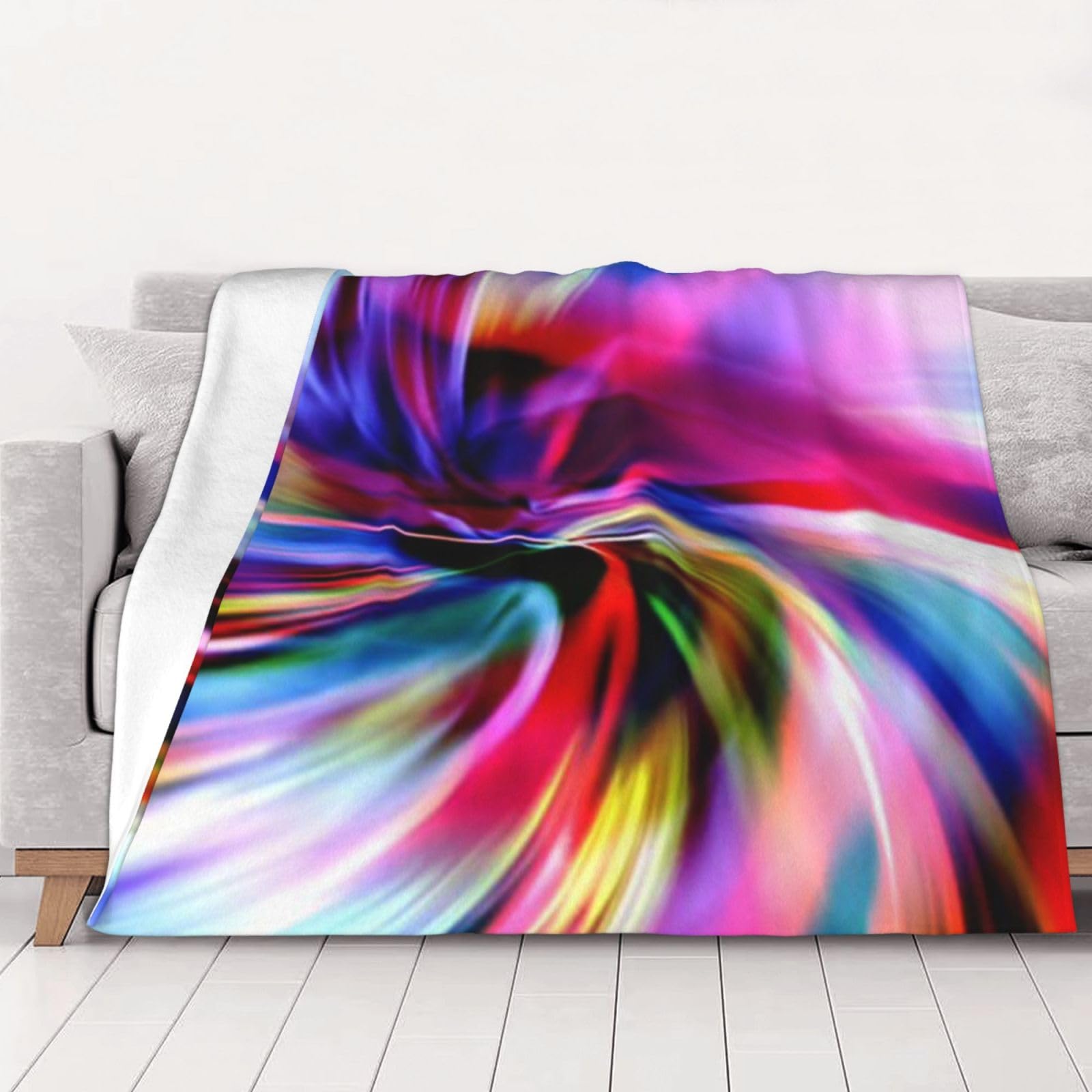 AUBKFELD Colorful Tie Dye Printed Flannel Blanket 200x150 CM, Soft & Warm Throw Blanket for Sofa/Couch/Bed/Car, Gifts for Audlts Women Men