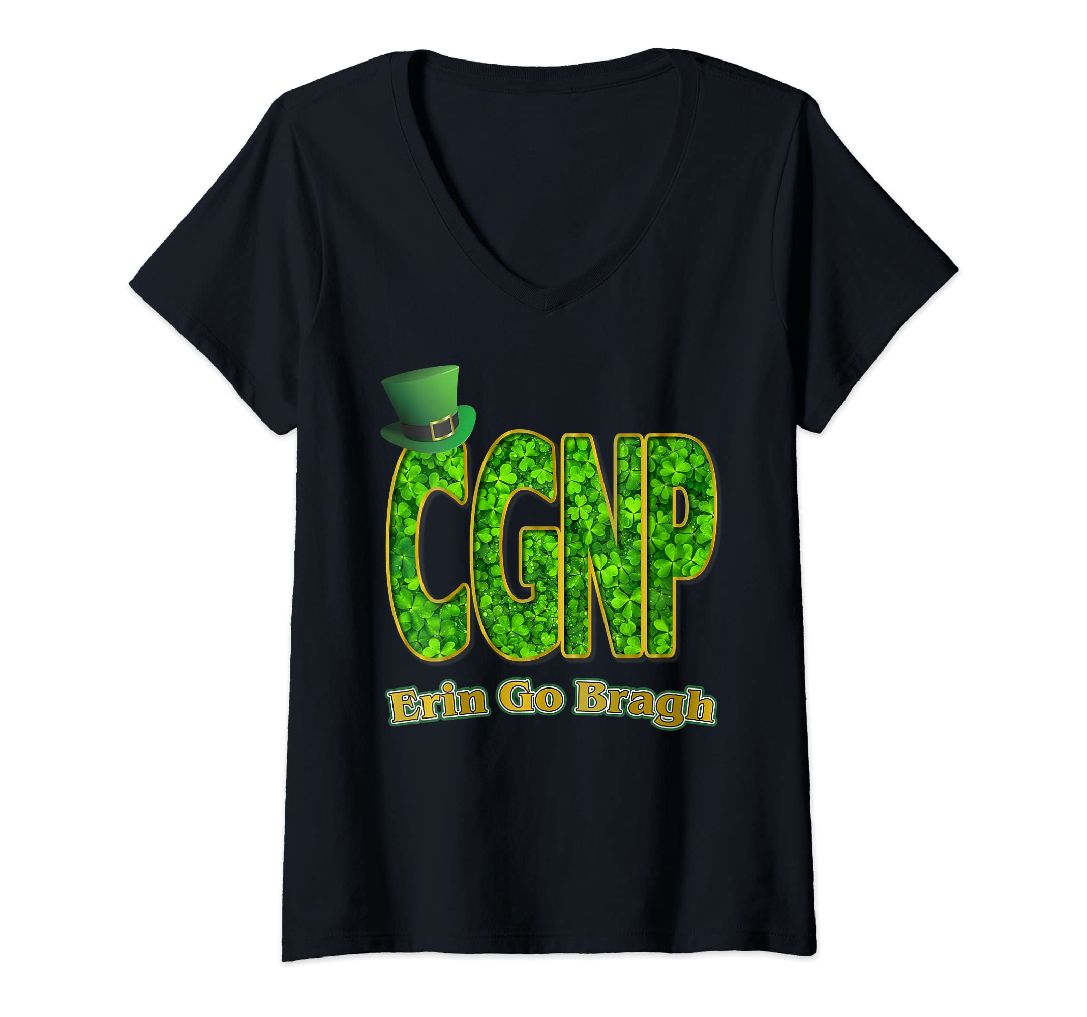 Womens Nurses Shamrock CGNP St. Patrick's Day V-Neck T-Shirt