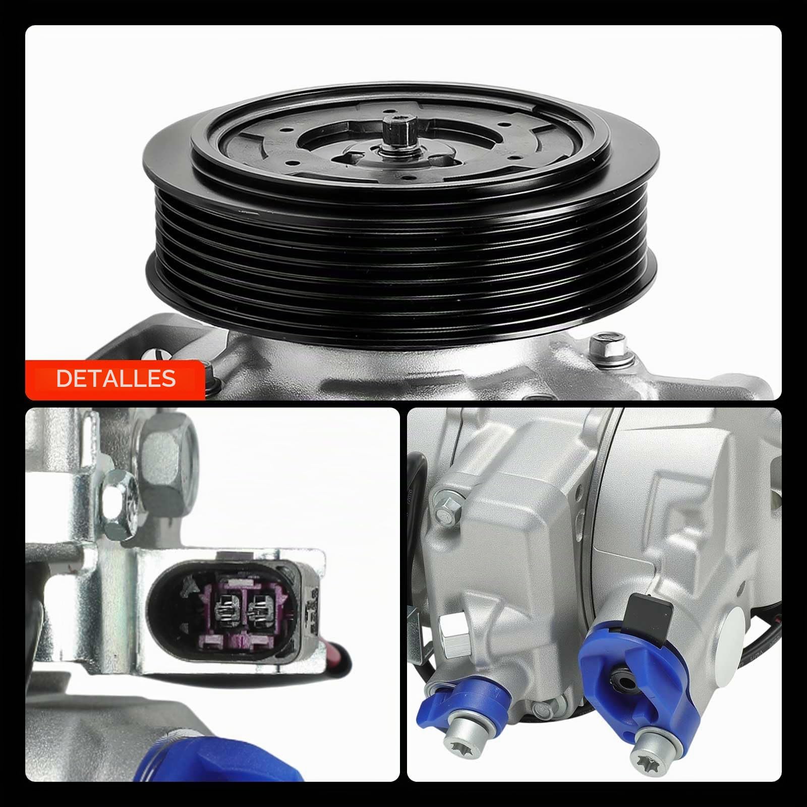 Frankberg Compresor de aire acondicionado con embrague Compatible con Fabia II 542 A3 8P1 A6 Allroad 4FH C6 Ibiza IV 6J5 6P1 Leon 1P1 Replace# 1K0820803Jincl. aceite premezclado