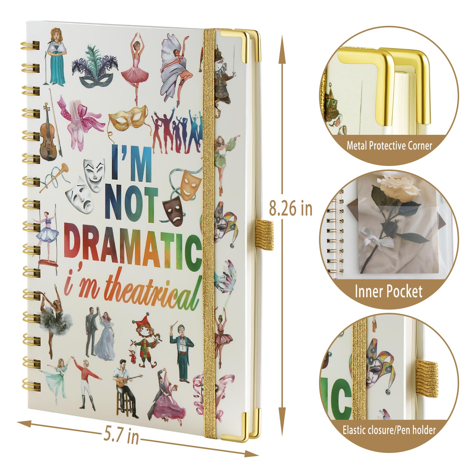 Theater Gifts Musical Theater Gifts Spiral Notebook Journal with Pen Broadway Gift Music Teachers Musicians Funny Gift for Kids Drama Student Directors Actors Graduation Birthday