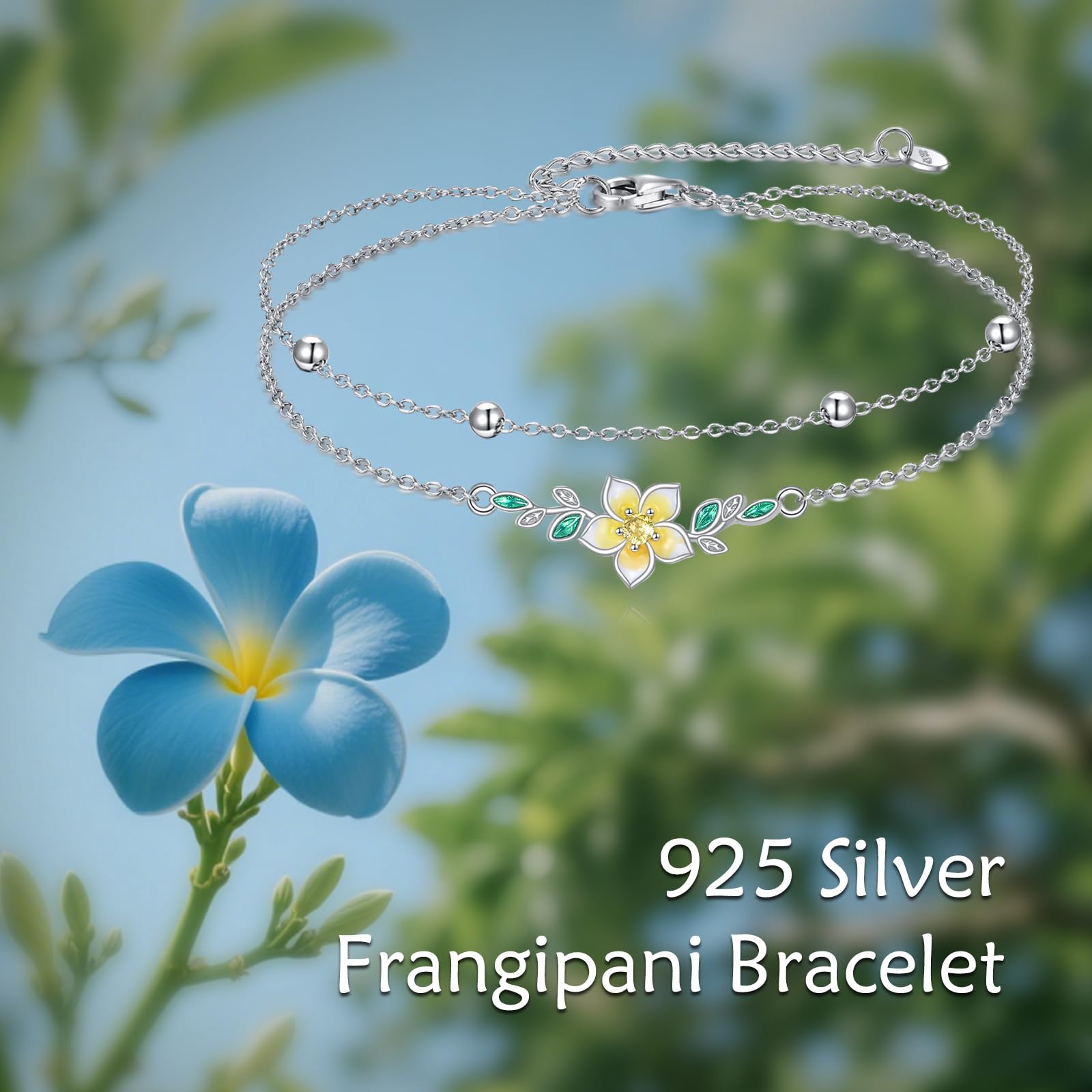 YFN Bracciale in argento sterling 925, a doppio strato, con fiori, alla moda, regalo di compleanno, per signore, madre, nonna