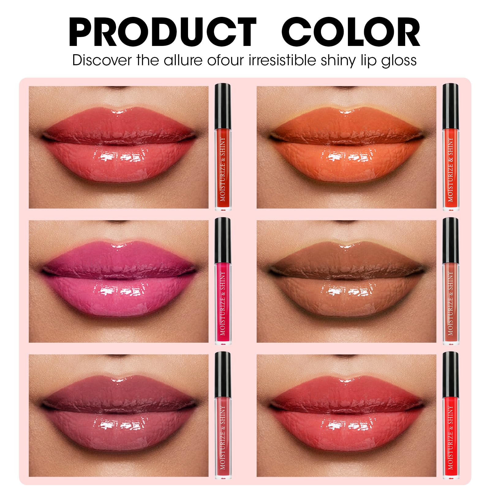 AZEN 24 Pack Lip Gloss Bulk Set, Shimmery Lip Gloss for Women and Girls With Rich Varied Colors