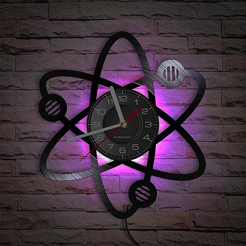 Miniatura 10 de Reloj de pared de 12 pulgadas, cuarzo silencioso, sin tictac, funciona con pilas, moderno, decorativo, física, ciencia, mecánica cuántica, reloj de