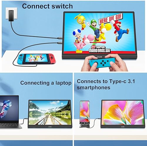 Miniatura 2 de Monitor portátil de 16 pulgadas HDR 1920 x 1200P USB C HDMI ultrafino IPS pantalla externa, monitor de viaje para computadora portátil, PC