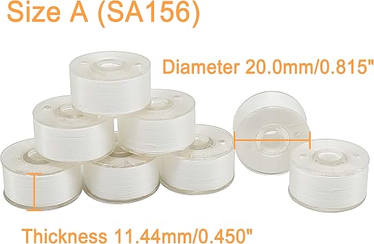 New brothread 144pcs Size A SA156 Prewound Bobbin Thread -White | 70D/2(60 Weight), Polyester Thread Sewing Thread, Plastic Sided, Used for Embroidery and Sewing Machine