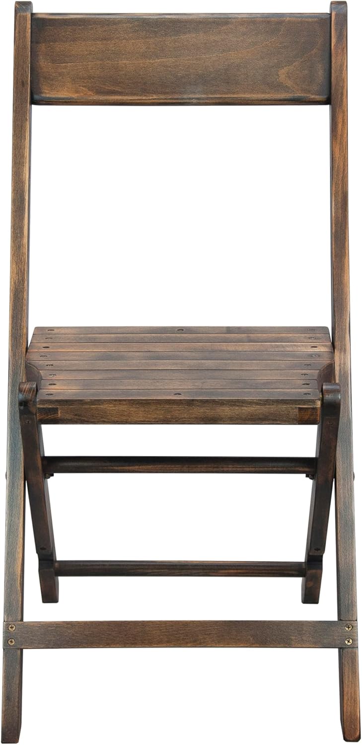 EMMA + OLIVER Slatted Wood Folding Wedding Chair - Event Chair - Antique Black, Set of 2